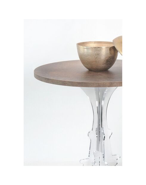 Table d'appoint Maricla Medium transparent/bois corten - 52x52x60 cm