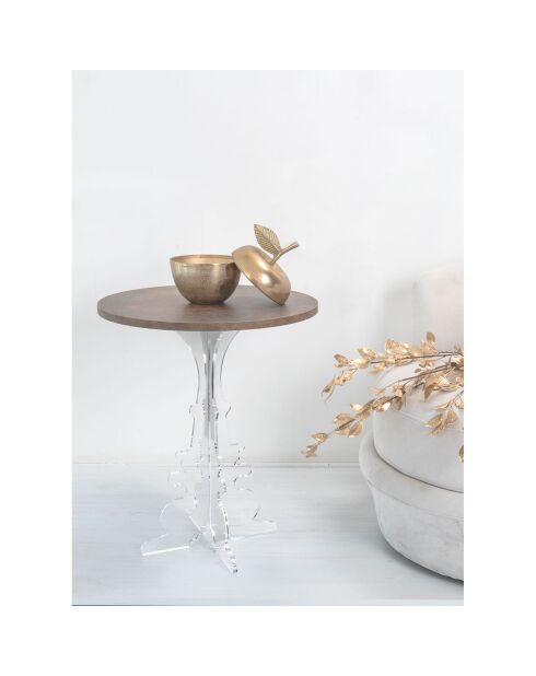 Table d'appoint Maricla Medium transparent/bois corten - 52x52x60 cm