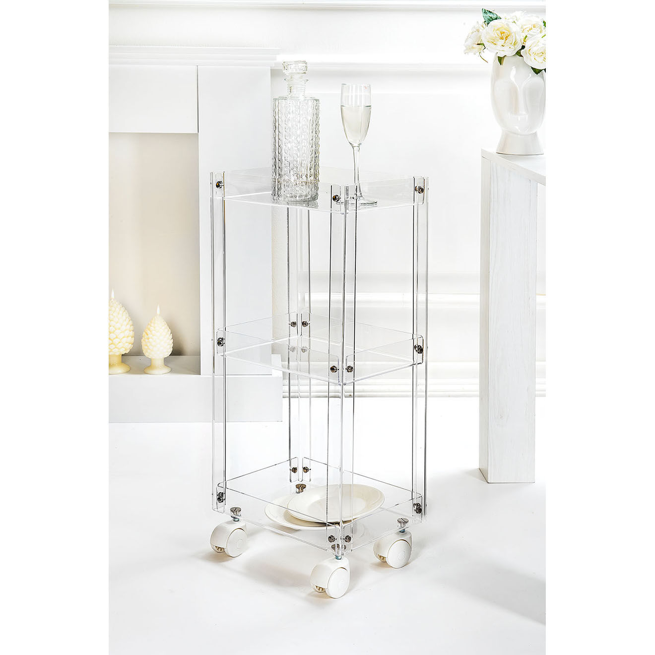 Chariot Bon Ton transparent - 31.5x23.5x74 cm