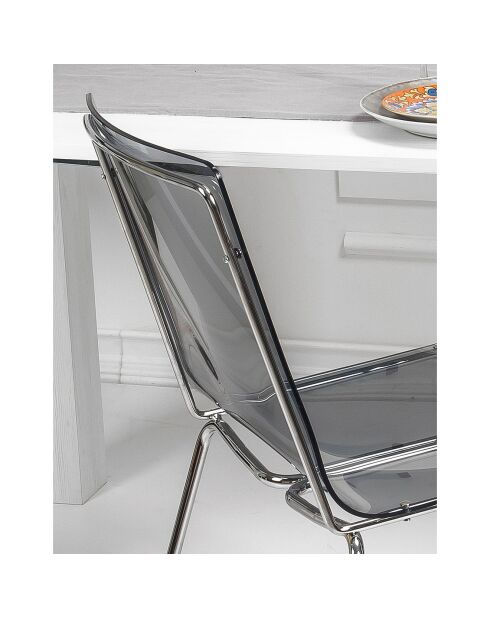 2 Chaises Milano transparent fumé - 48x51x83 cm