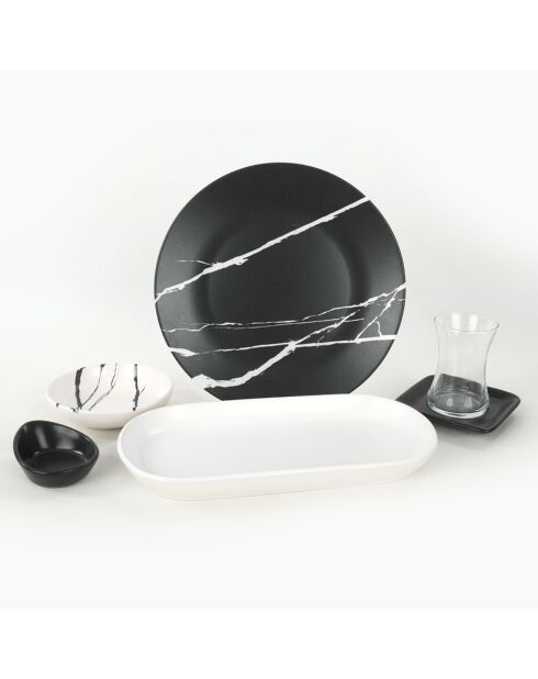 Service petit-déjeuner noir/blanc - 11 Pièces