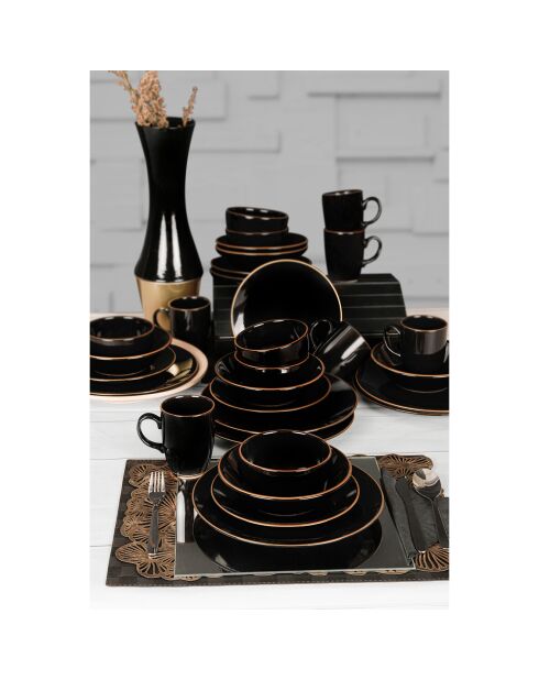 Set de vajilla negro/dorado - 30 piezas