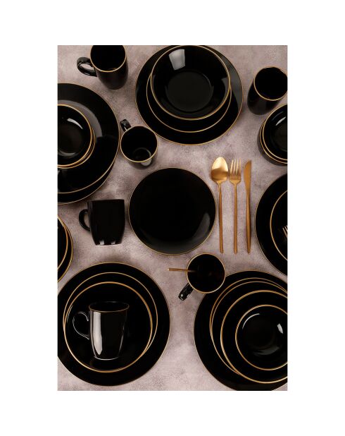 Set de vajilla negro/dorado - 30 piezas