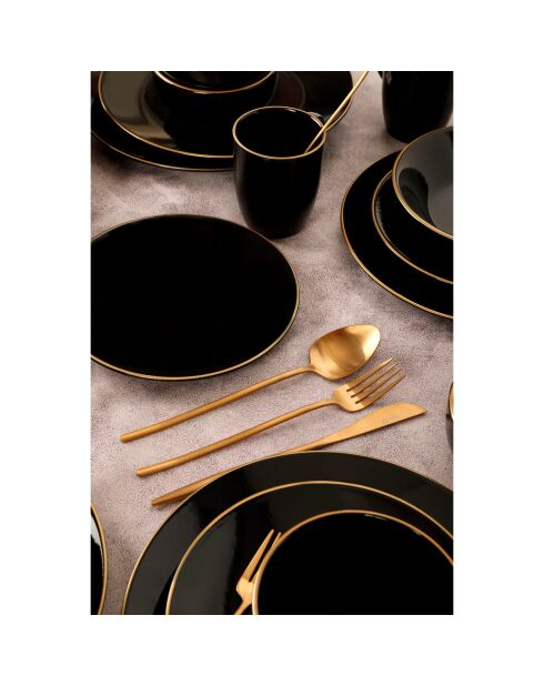 Set de vajilla negro/dorado - 30 piezas