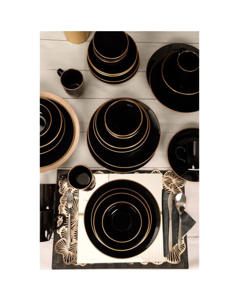 Set de vajilla negro/dorado - 30 piezas