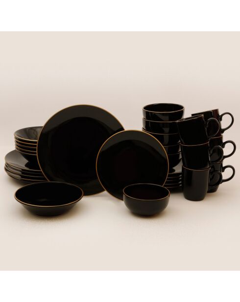 Set de vajilla negro/dorado - 30 piezas