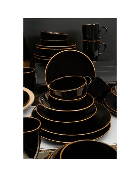 Set de vajilla negro/dorado - 30 piezas