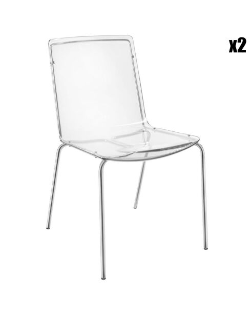 2 transparante Milano stoelen - 48x51x83 cm