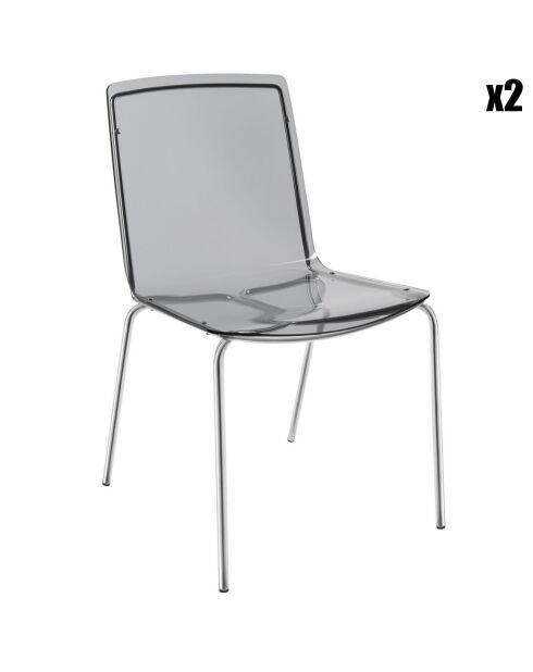 2 stoelen Milano transparant gerookt - 48x51x83 cm