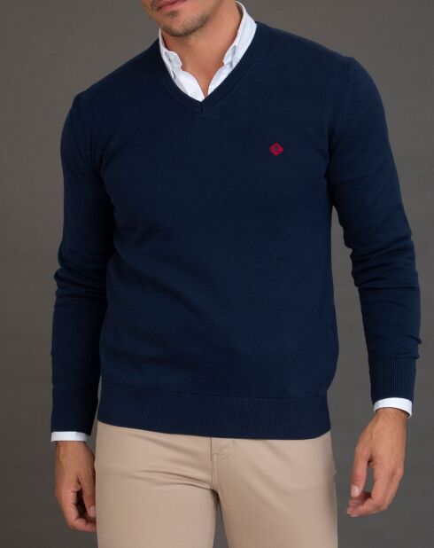 Navyblauer Pullover mit V-Ausschnitt Neva
