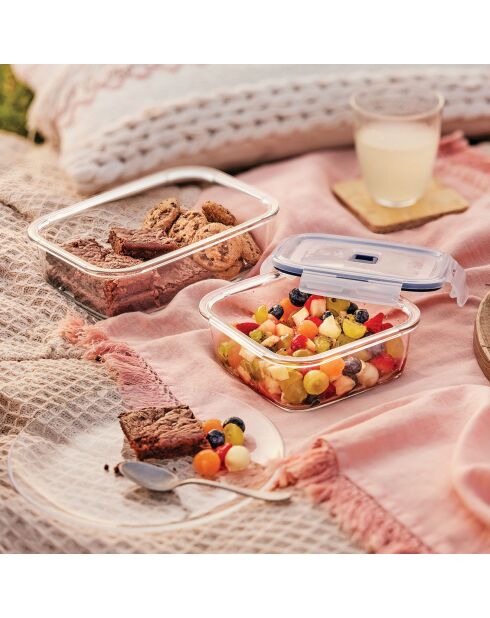 2 Boîtes de conservation carrées Pure Box Active transparentes - 76 cl