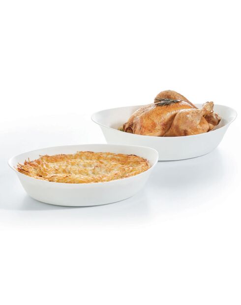 2 Plats de cuisson Smart Cuisine Carine blancs - 20.3x32.5x7.4 cm