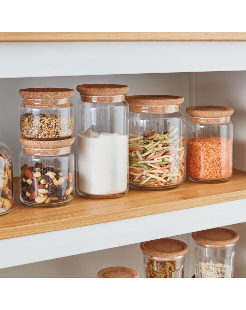 2 Pots Pure Jar Cork transparents - 200 cl