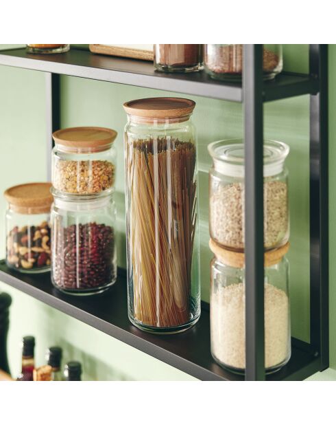 2 Pots à spaghetti avec bouchon Pure Jar transparents - 10.5x10.5x31.4 cm