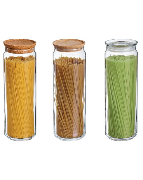 2 Pots à spaghetti avec bouchon Pure Jar transparents - 10.5x10.5x31.4 cm
