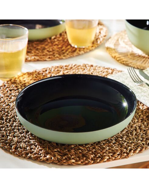 6 Assiettes creuses en Verre Vicky vertes - D.21.2xH.4 cm