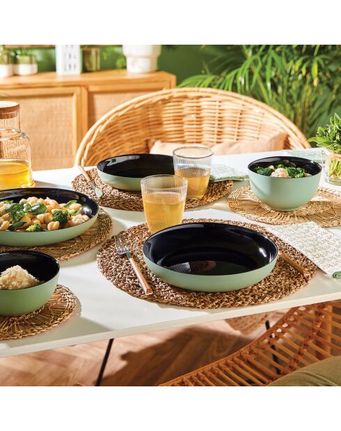 6 Assiettes creuses en Verre Vicky vertes - D.21.2xH.4 cm