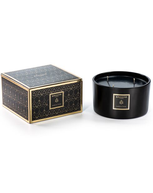 Bougie parfumée Obsidian Black Collection Ambre & Thym - 3 mèches 40h