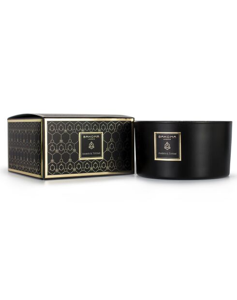 Bougie parfumée Obsidian Black Collection Ambre & Thym - 3 mèches 40h