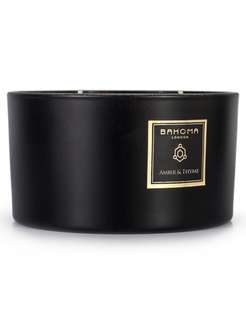 Bougie parfumée Obsidian Black Collection Ambre & Thym - 3 mèches 40h