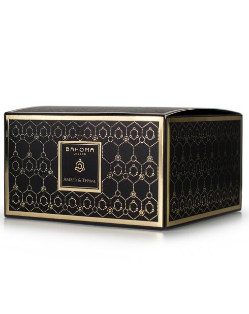 Bougie parfumée Obsidian Black Collection Ambre & Thym - 3 mèches 40h