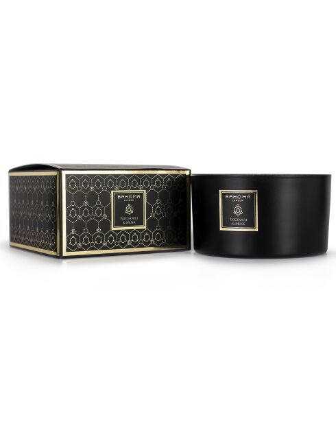 Bougie parfumée Obsidian Black Collection Patchouli & Musc - 3 mèches 40h