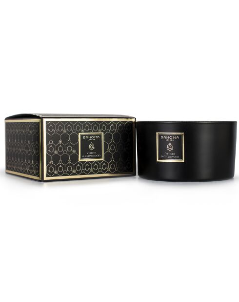 Bougie parfumée Obsidian Black Collection Vetiver & Cedarwood - 3 mèches 40h