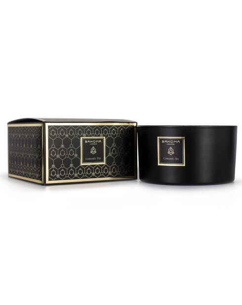 Bougie parfumée Obsidian Black Collection Caramel Tea - 3 mèches 40h