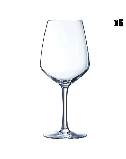 6 Verres à pied Vinetis transparents - 50 cl