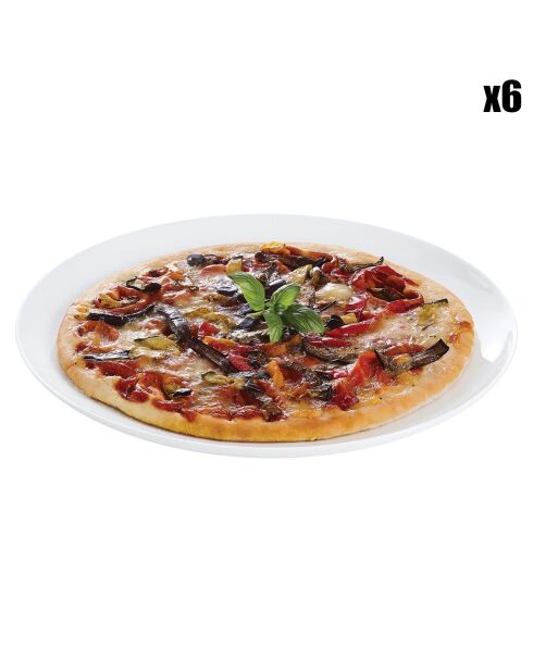 6 Assiettes à pizza en Opale Friend's Time blanches - D.32.3 cm