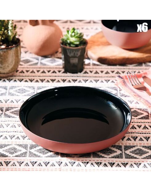 6 Assiettes plates Vicky orange - D.25.1 cm