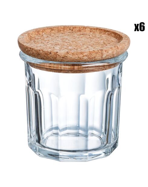 6 Pots Storing Box Cork transparents - 31 cl