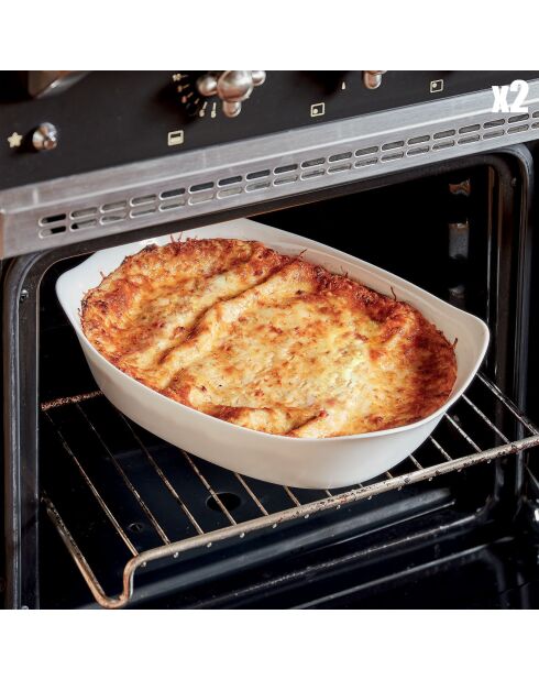 2 Smart Cuisine Carine witte rechthoekige ovenschalen - 33,9x33,9x7,3 cm