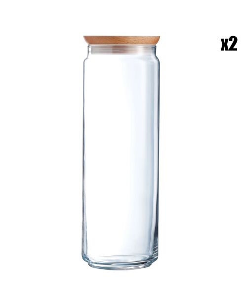 2 Pots à spaghetti avec bouchon Pure Jar transparents - 10.5x10.5x31.4 cm