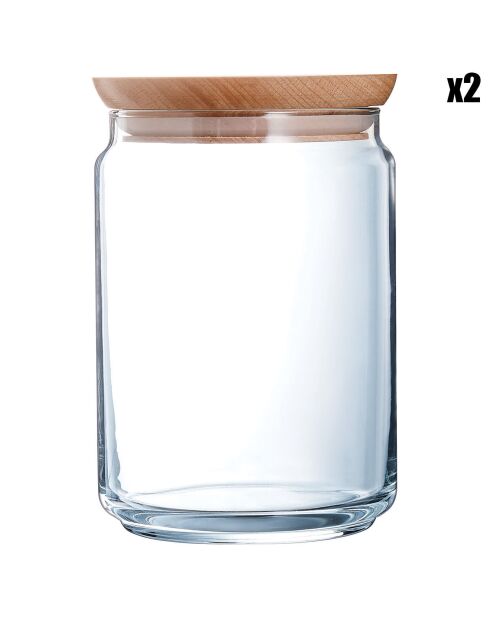 2 Pots Pure Jar Wood transparents - 100 cl