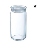 2 Pots Pure Jar Glass transparents - 10.5x10.5x20.3 cm