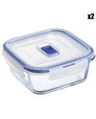 2 Boîtes de conservation carrées Pure Box Active transparentes - 76 cl