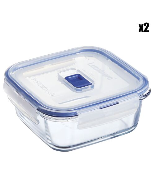 2 Boîtes de conservation carrées Pure Box Active transparentes - 76 cl