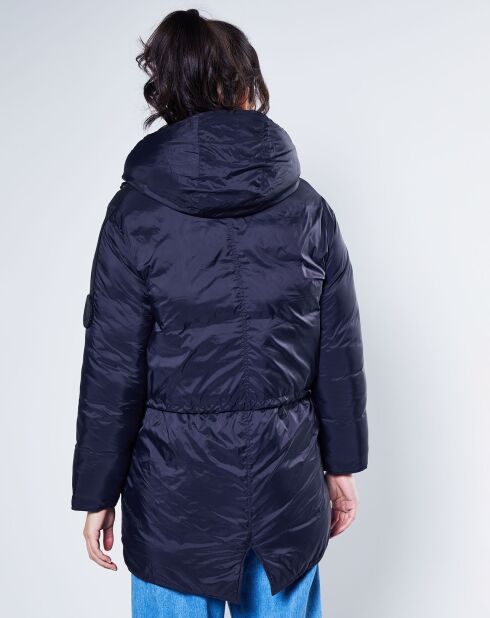 Parka légère à capuche bleu nuit