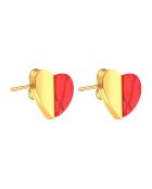 Boucles d'oreilles Romance  en Acier & Jaspe doré/rouge