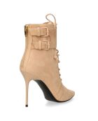 Bottines en Velours de Cuir Uria beiges - Talon 9.5 cm