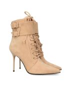 Bottines en Velours de Cuir Uria beiges - Talon 9.5 cm