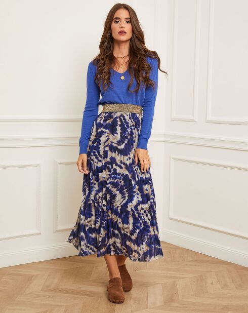 Pull en Cachemire mélangé Florianne bleu royal