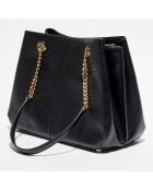 Sac porté épaule en Cuir large Teagen  noir - 30x14x21 cm