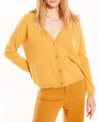 Gilet 100% Laine mérinos Col V Marianne ocre