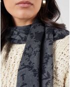 Étole 100% Laine Florali My French Country noire - 50x190 cm