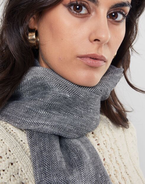 Écharpe 100% Lin Volage Graphite - 60x190 cm