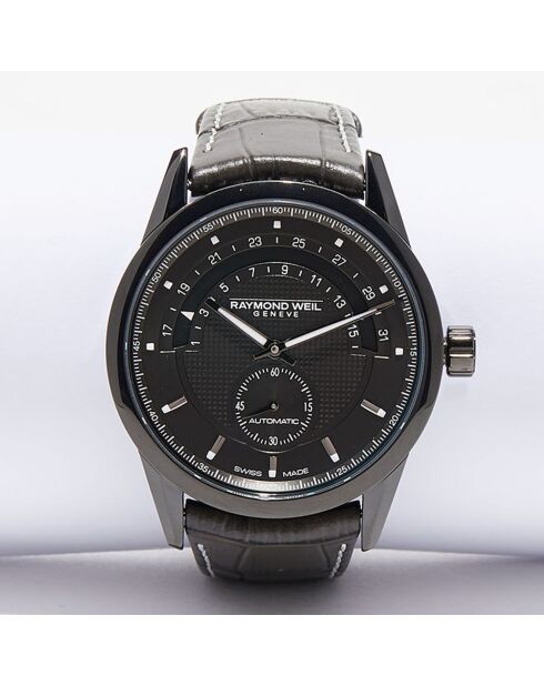 Montre automatique Femme en Cuir croco Freelancer Mécanique noire