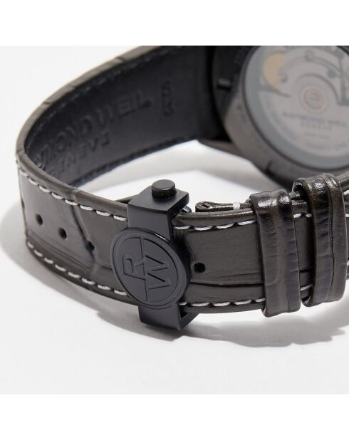 Montre automatique Femme en Cuir croco Freelancer Mécanique noire