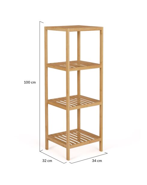 Estante de baño Maya de bambú de 4 niveles, 34 x 32 x 100 cm
